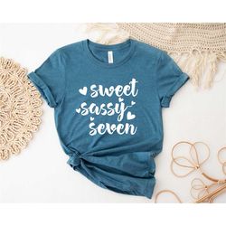 sweet seven girl shirt, 7th birthday girl, seven birthday shirt girl, 7 years old, sweet 7th outfit, girl birthday gift,