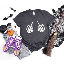 halloween shirt, skeleton finger shirt, halloween skeleton t-shirt, skeleton hand halloween, halloween gift, horror t sh