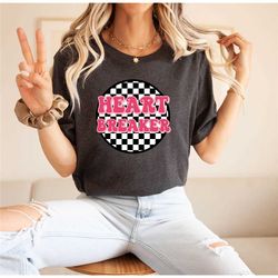 heart breaker shirt, gift for valentine, checkered couple matching tee, valentine apparel, heart breaker anti valentine