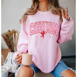 cupid's favorite cheer mom shirt, cheer mom, cheer mom valentine, cheerleading mama, cheer mom tee, mom gift, cheer squa