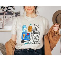 cafeteria worker shirt, school cafeteria worker tee, lunch lady shirt, bible verse shirt, school lunch staff shirt, scho