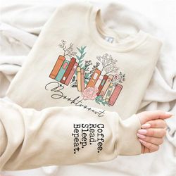 booktrovert retro book lover sweatshirt, retro books coffee read sleep repeat, book lover gift, reading sweatshirt, book