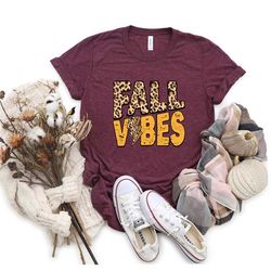 fall vibes shirt, fall vibes leopard shirt, pumpkin shirt, happy thanksgiving shirt, thanksgiving shirt, fall shirt, tha