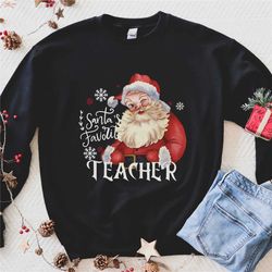 retro teacher christmas santa sweatshirt santa merry christmas shirt, vintage santa claus xmas women men gift, classic