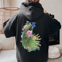 peacock hoodie, peacock lover gift bird lover sweatshirt, cottagecore hoodie, goblincore, fairycore shirt, aesthetic hoo