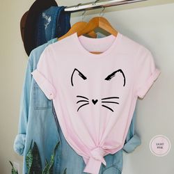 cat face shirt for women, cat shirt, kitty kitten t shirt, cat lover gift, gift for cat owner, cat mom t-shirt, cute cat