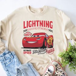 retro lightning mcqueen sweatshirt, pixar cars movie shirt, disney birthday shirt, disney kids tee, toddler birthday car