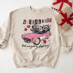 stitch get in loser we're going slashing sweatshirt, stitch horror movie characters shirt, horror movie shirt, disney st