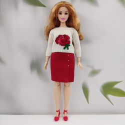 Barbie curvy clothes red skirt