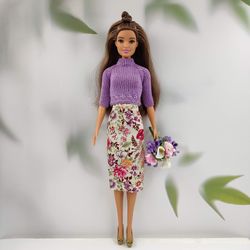 Barbie doll clothes floral skirt