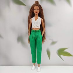 Barbie clothes green belt pants