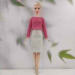 Barbie doll clothes beige skirt