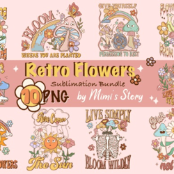 retro flowers sublimation bundle