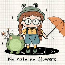 no rain no flowers retro frog