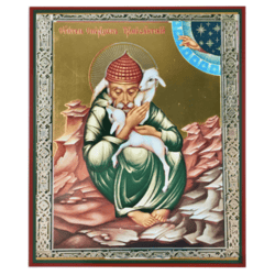 St Spiridon Trimifuntsky | Lithography print on wood, double varnish | Gold and Silver foil | Size: 5 1/4 x 4 1/2 inches