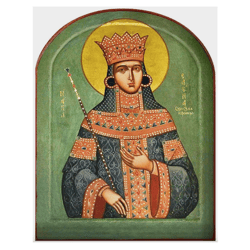 Saint Elena Queen of Serbia - Elena of Anjou | High quality Serigraph icon on wood | Icon with arch | Size: 7" x 5,5"