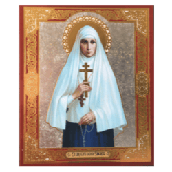 St. Elizabeth the New Martyr | Silver and Gold foiled miniature icon | Size: 2,5" x 3,5" |