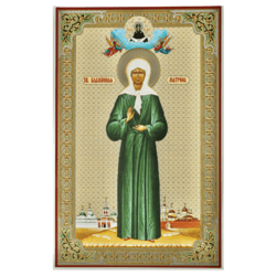 Saint Matrona of Moscow | High quality lithography icon on wood | Size: 21 x 13 cm (8" x 5")