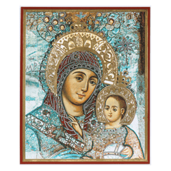 Bethlehem Mother of God | Silver and Gold foiled miniature icon | Size: 2,5" x 3,5" |