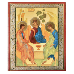 Holy Trinity by Andrei Rublev (Copy) | Silver and Gold foiled miniature icon | Size: 2,5" x 3,5" |
