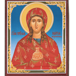 Saint Martha, the sister of Lazarus | Silver and Gold foiled icon | Size: 2,5" x 3,5" |