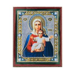 The Mother of God, I am with you and no one shall be against you | Silver and Gold foiled icon | Size: 2,5" x 3,5" |
