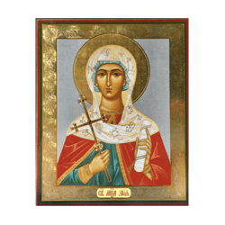 Saint Zoe the Martyr icon | Silver and  Gold foiled | Size: 5 1/4 x 4 1/2 inch