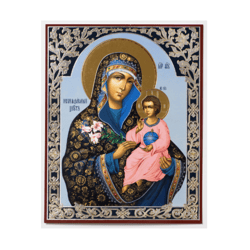 Unfading Flower Mother of God icon | Inspirational Icon Decor |  Silver and Gold foiled  | Size: 5 1/4 x 4 1/2 inch