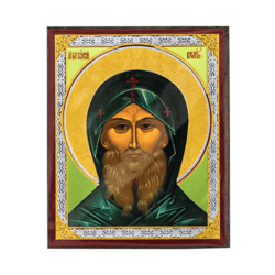 Venerable and God-bearing Father Anthony the Great | Silver and Gold foiled icon | Size: 2,5" x 3,5" |