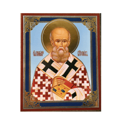 Saint Gregory the Theologian, Handmade Russian Orthodox icon | Silver and Gold foiled icon | Size: 2,5" x 3,5" |