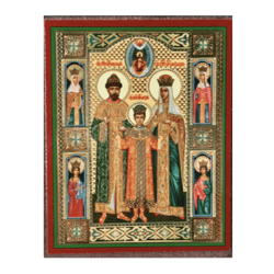 Royal Martyrs Romanov Family  | Silver and Gold foiled icon | Size: 2,5" x 3,5" |