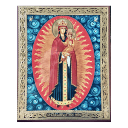 The Mother of God Graced of Heaven | Quality lithograph print mounted on wood | Size 16 x 13 x 2 cm