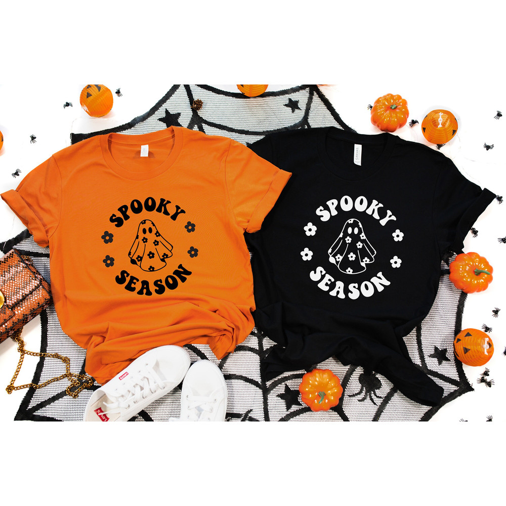 Spooky Season Shirt, Spooky Ghost Shirt, Spooky Vibes Shirt, Halloween Floral Shirt, Halloween Vibes Shirt, Ghost Shirt, Halloween Gift.jpg