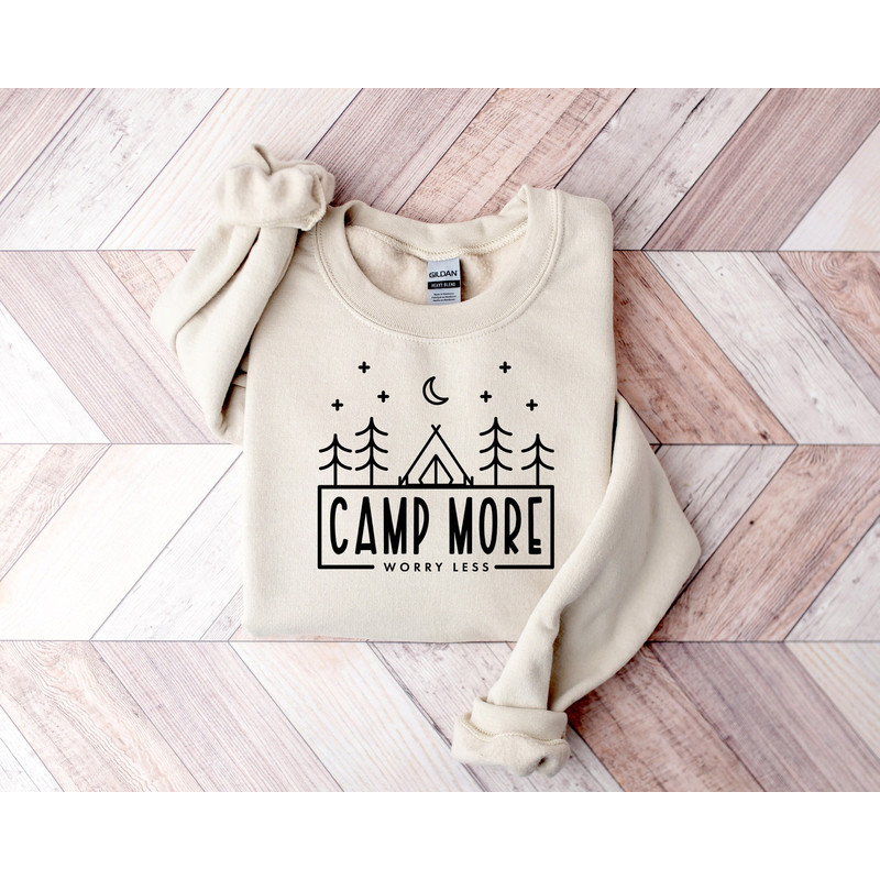 Camp More Worry Less Sweatshirt,Camping Sweatshirt, Hiking Sweatshirt,Adventure Lover Sweatshirt,Wanderlust Sweatshirt, Outdoor Lover Gift,.jpg