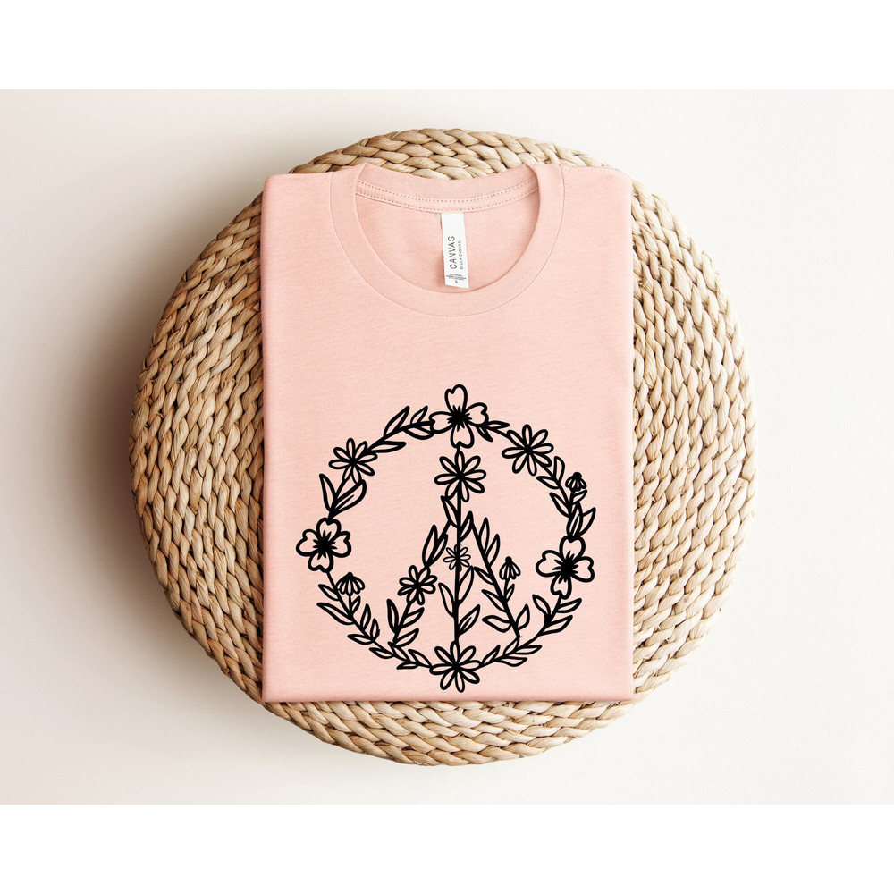Floral Peace Shirt, Peace Sign Shirt, Peace Symbol Shirt, Graphic Shirt For Women, Support Peace Shirt, Human Equality Shirt, Peace Shirt.jpg