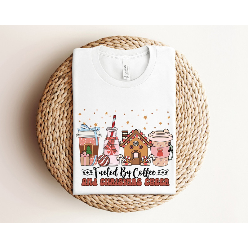 Fueled By Coffee and Christmas Cheer Shirt, Cute Christmas Shirt, Family Christmas Shirt, Christmas Matching Shirt, Xmas Shirt, Holiday Gift.jpg
