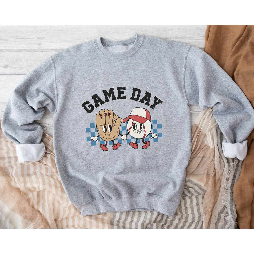 Game Day Baseball Sweatshirt, Retro Baseball Sweatshirt, Baseball Gift for HimHer, Baseball Sweatshirt Gift, Game Day Hoodie, Baseball Crew.jpg