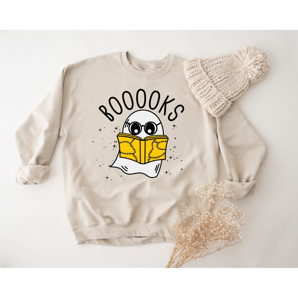 Ghost Reading Books Sweatshirt, Bookish Halloween Sweatshirt, Librarian Sweater, Funny Reading Sweatshirt, Librarian Sweatshirt, Ghost.jpg