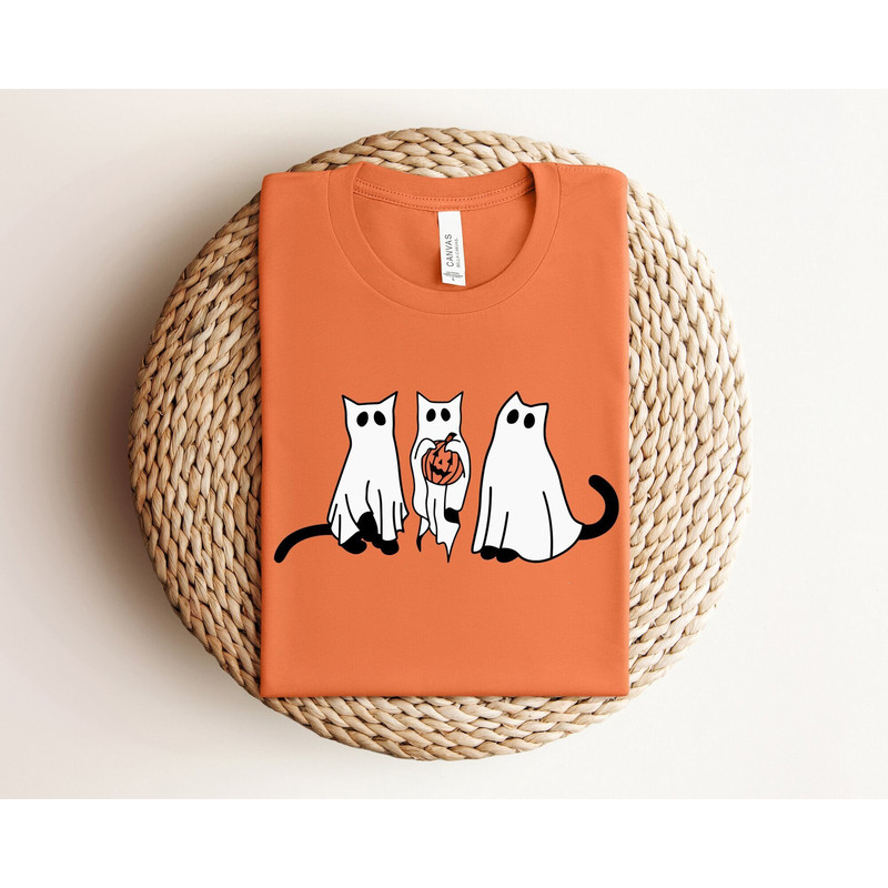 Halloween Ghost Cat Shirt, Halloween Ghost Shirt, Halloween Cat Shirt, Cat Lover Shirt, Black Cat Shirt, Spooky Season Shirt, Halloween Gift.jpg