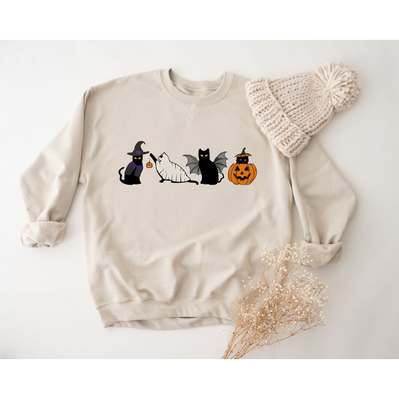 Halloween Sweatshirt, Black Cat Sweater, Ghost Sweatshirt, Cat Sweatshirt, Halloween Sweater, Halloween Cat Sweatshirt, Cat Lover Sweatshirt.jpg