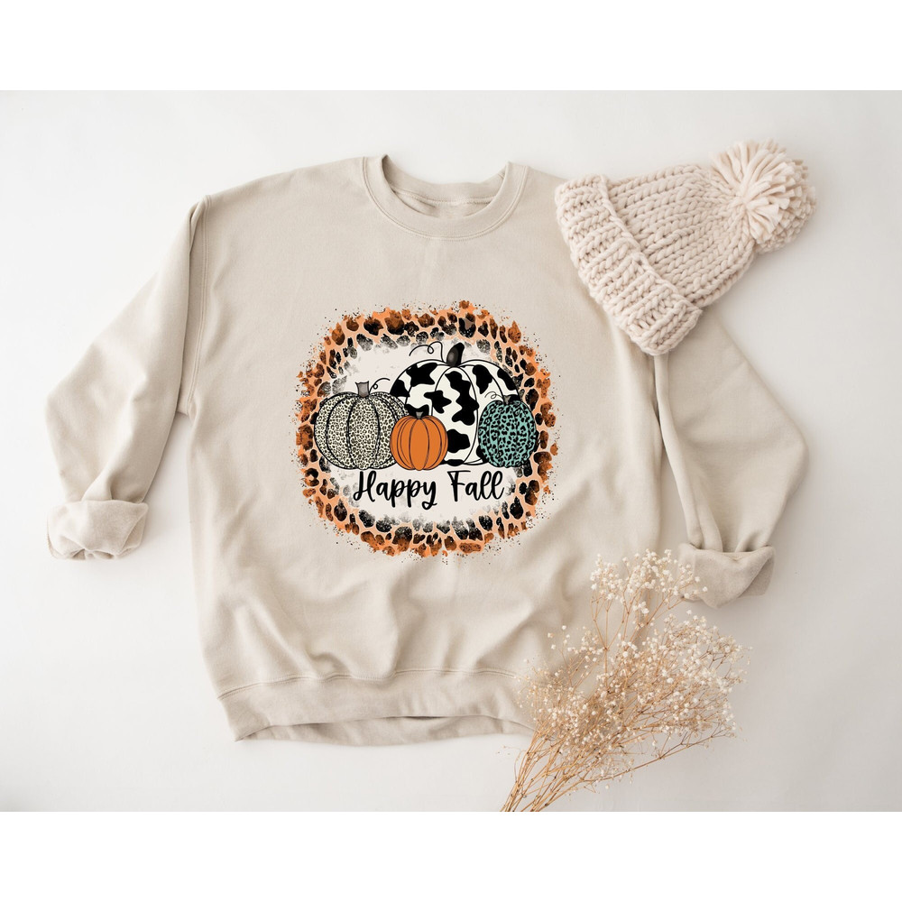Hello Fall Leopard Print Pumpkin Sweatshirt, Fall Vibes Sweatshirt, Happy Fall Y'All, Hello Fall Hoodie, Buffalo Plaid Thanksgiving Sweater.jpg