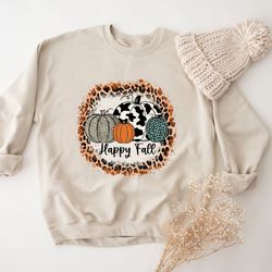 hello fall leopard print pumpkin sweatshirt, fall vibes sweatshirt, happy fall yall, hello fall hoodie, buffalo plaid th