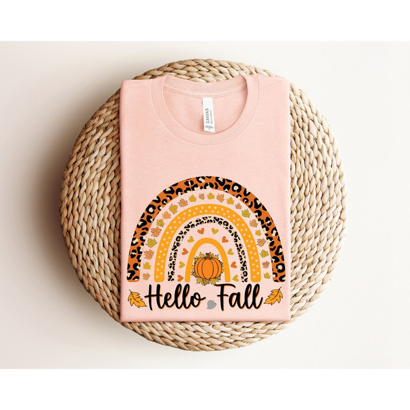 Hello Fall Leopard Print Pumpkin, Happy Thanksgiving Shirt, Thankful Shirt, Thanksgiving Shirt For Mom, Buffalo Plaid Thanksgiving Shirt.jpg