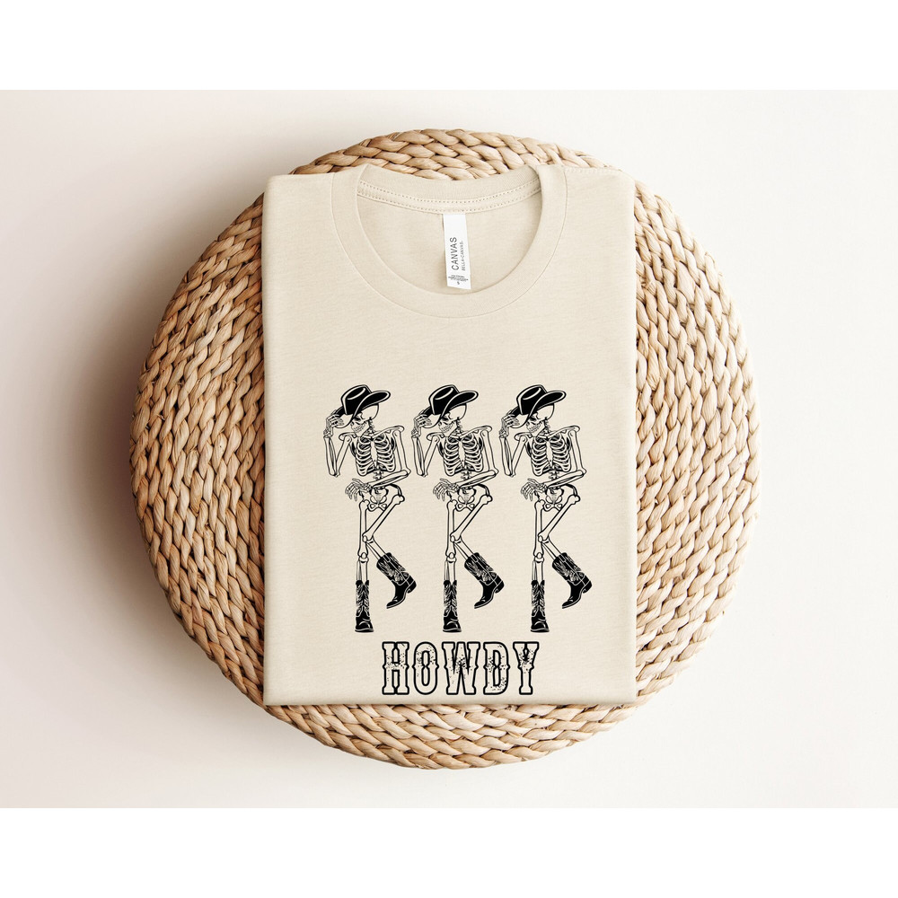 Howdy Cowboy Shirt, Skeleton Cowboy Shirt, Halloween Cowboy Skeleton Shirt, Dancing Skeleton Shirt, Halloween Shirt, Funny Halloween Shirt.jpg