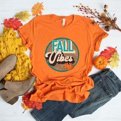 fall vibes leopard retro shirt,thanksgiving shirt,thanksgiving family shirts,thanksgiving shirts,thankful grateful bless