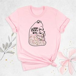floral mama bear and baby shirt, mom shirt, mother's day shirt, wildflowers mommy shirt, mom life shirt, new mom shirt,