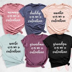mama is my valentine shirt, daddy is my valentine bodysuit, gift for auntie, grandma grandpa valentines day outfits, val