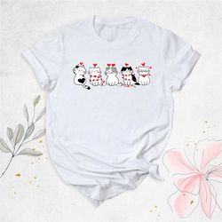 valentines cat shirt, cat hearts shirt, valentines day shirts for women, cat mom shirt, valentines day gift, cat owner s