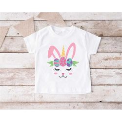 girls easter bunny shirt,unicorn bunny toddler shirt,easter unicorn face shirt,cute girls bunny shirt,easter eggs shirt,
