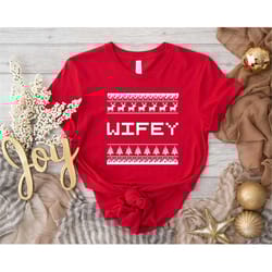 wifey hubby christmas shirts,couples christmas matching shirts,christmas wedding gift,husband wife xmas tees,ugly sweate